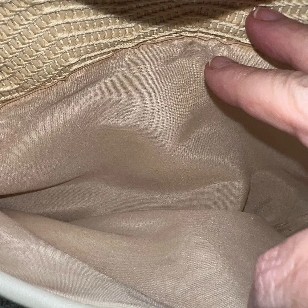 Etienne Aigner Vintage Cream Basket Weave Straw Handbag Neutral Purse
